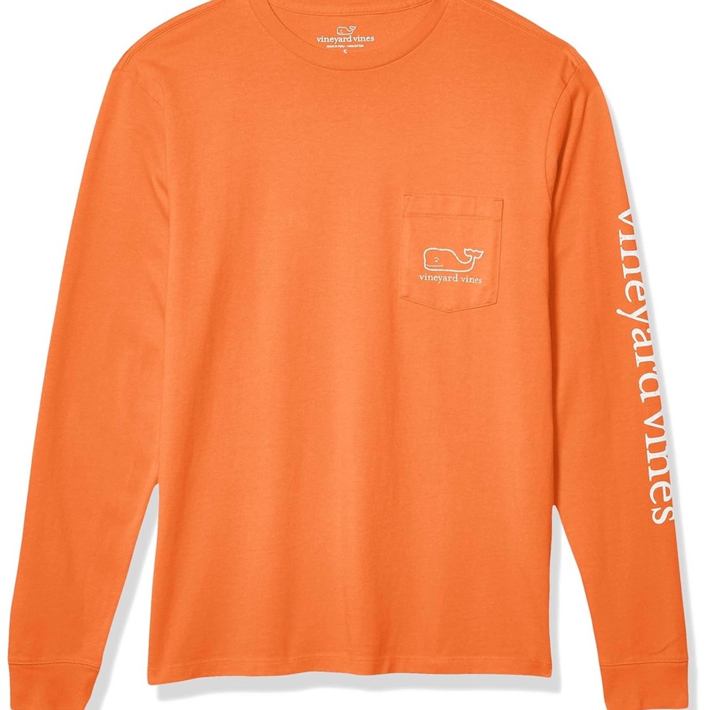 Vineyard Vines Men's Bright Orange Long Sleeve Tee